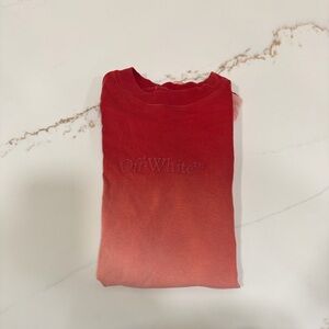 Off-White Red to Pink Gradient Crew Neck Short Sleeve Womens T-Shirt NWOT